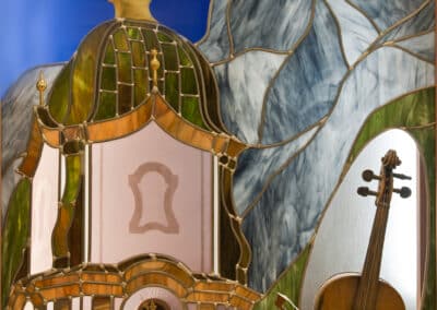 Bleiverglasung Kirchturm mit Geige